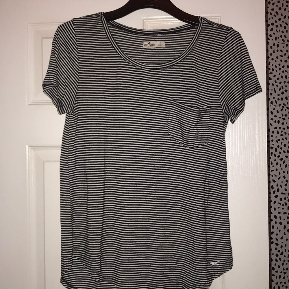 Hollister Black and White Striped Shirt